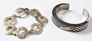 Two Sterling and 14kt. Bracelets