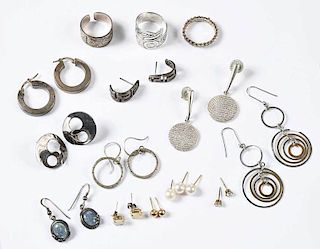Eleven Pairs of Earrings & Three Rings