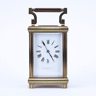 Antique Palmer Bachelder & Co, Boston Gilt Brass Carriage Clock. Maker's mark inscribed to dial, Ro