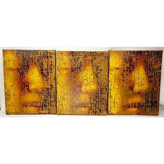 Sandra Sunnyo Lee, American (20th Century) Mixed Media On Canvas Triptych "Compassion Series 2003" 