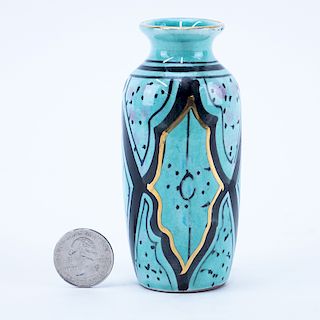 Art Deco Period Handpainted Ceramic Vase. Unsigned. Good condition. Measures 4". Shipping $48.00 (e
