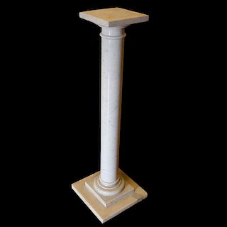 Mid Century White Marble Pedestal. Needs cleaning and has a few small nicks. Measures 38-1/2" H, 8"