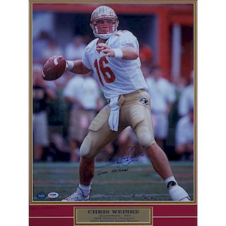 Framed and Hand Signed Chris Weinke Florida State Photo. Tristar COA , certified and examined label