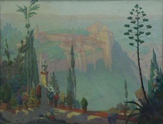 FREDER, Frederick. Oil on Canvas. "Alhambra, Early
