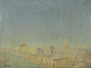 FREDER, Frederick. Oil on Canvas. "Mosque of Sidi