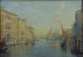 FREDER, Frederick. Oil on Canvas. "Grand Canal,