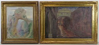 FREDER, Frederick. Two Oils on Canvas. Italian