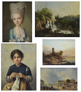 Lot of Five (5) 18th/19th Century Oil Paintings.