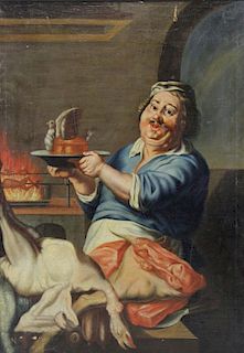 18th Century. Oil on Canvas. Chef in the Kitchen.