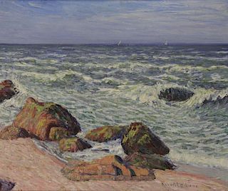 WILLIAMS, Robert F. Oil on Canvas. Seascape.
