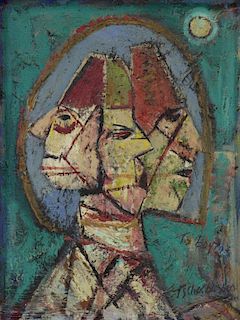 TSCHACBASOV, Nahum. Oil on Canvas. Three Faces.