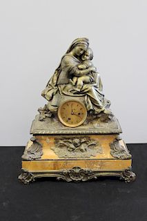Antique Bronze and Marble Figural Clock.