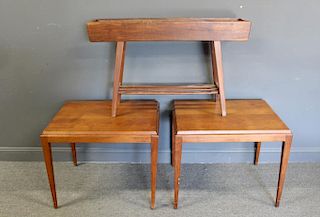 MIDCENTURY. Pair of Endtables and a Planter.