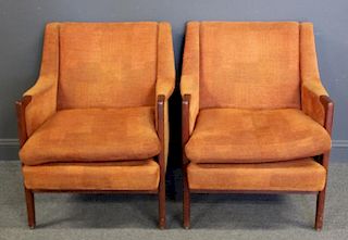 MIDCENTURY. Pair of Upholstered Arm Chairs.
