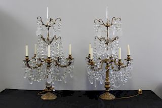 Pair Of Very Large Bronze and Crystal Girondelles.