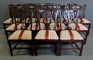 Set of 12 Mahogany Hepplewhite Style Chairs Signed