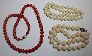 JEWELRY. Assorted Coral Necklace Grouping.