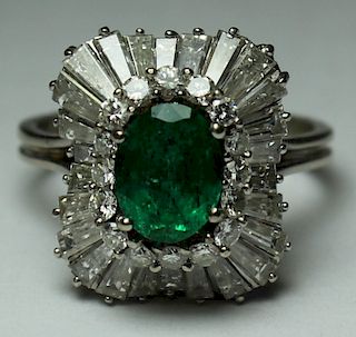 JEWELRY. Emerald and Diamond Cocktail Ring.