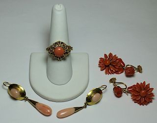 JEWELRY. Assorted Gold and Coral Jewelry.