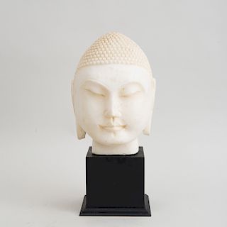 ASIAN CARVED MARBLE HEAD OF BUDDHA