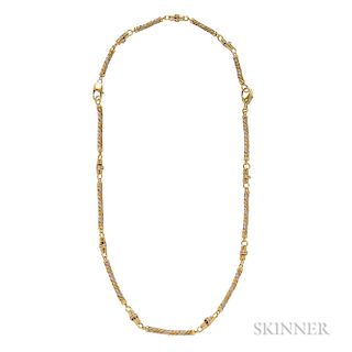 18kt Gold and Platinum Rope Necklace and Bracelet