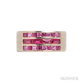 18kt Gold, Pink Sapphire, and Ruby Ring