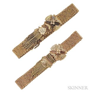 Antique Pair of Gold Slide Bracelets