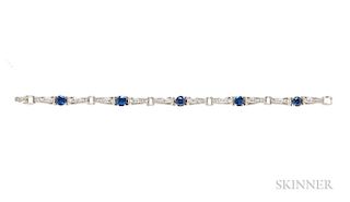 Platinum, Sapphire, and Diamond Bracelet, M. Waslikoff & Sons