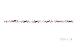 Platinum, Ruby, and Diamond Bracelet, Attributed to Oscar Heyman