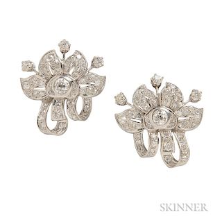 Platinum, 18kt Gold, and Diamond Earclips