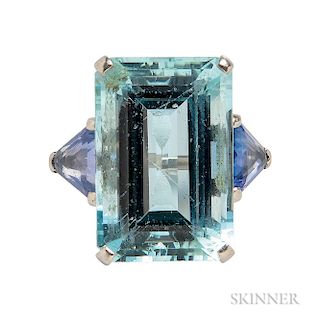Platinum, Aquamarine, and Sapphire Ring, William Scheer