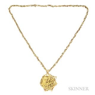 High-karat and 18kt Gold Pendant and Chain, Salvador Dali