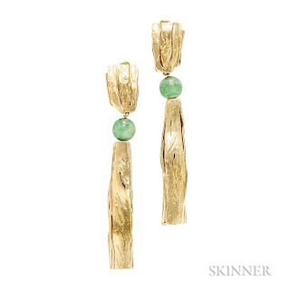 18kt and 24kt Gold and Jade Earrings, Alexandra Watkins for Janiye