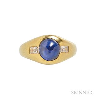 22kt Gold, Sapphire, and Diamond Ring
