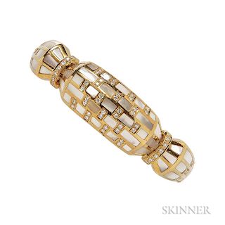 18kt Gold, Mother-of-pearl, and Diamond Bracelet