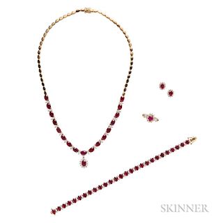 18kt Gold, Ruby, and Diamond Suite