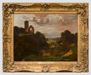 ATTRIBUTED TO JOHN JOSEPH COTTON (1814-1878): LANDSCAPE WITH WHITLINGHAM CHURCH