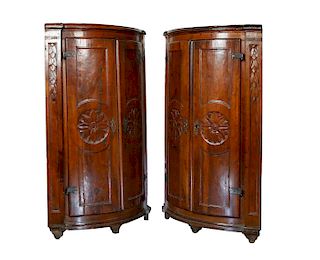 Pair of Small Provincial French Corner Cabinets, 1760
