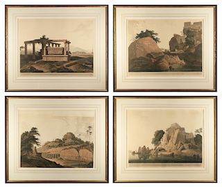 Thomas Daniell (English, 1749-1840) & William Daniell (English, 1769-1837) Set of Four Aquatints from 'Oriental Scenery'