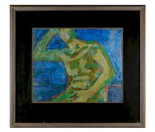 William Schock (American, 1913-1976) Seated Green Nude