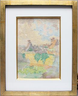 Elisha Kent Kane Wetherill (American, 1874-1929) Joncourt, Village view, 1918