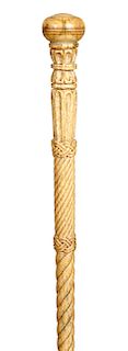 19. Ornate Whalebone Cane- Mid 19th Century- An ornately worked whale bone with a whale’s tooth handle which is incised with concentric circles, this 