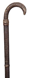 81. Nautical Macramé Cane- Ca. 1880- A macramé fancywork nautical cane in fine condition with its’ original finish and a metal ferrule. O.L.- 34” $400