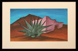 Desert Landscape, Southwest School signed Conde, ca. 1950