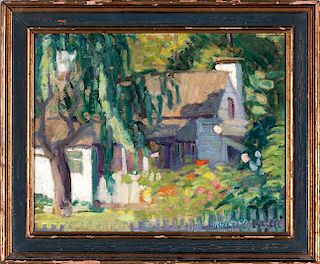 Impressionist Landscape, Cottage in the Woods, Late 19th Century American