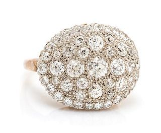 A Vintage Gold and Diamond Bombe Ring, 5.85 dwts.
