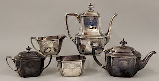 5-PIECE <span style="font-style:italic;" >TIFFANY STERLING COFFEE AND TEA SERVICE