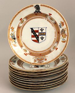 SET OF (11) 18TH C. CHINESE EXPORT ARMORIAL PLATES