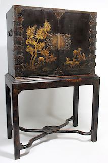 ANGLO-JAPANESE LACQUERED CABINET ON STAND