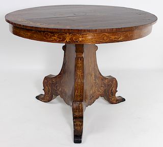 AUSTRIAN CLASSICAL INLAID MARQUETRY CENTER TABLE